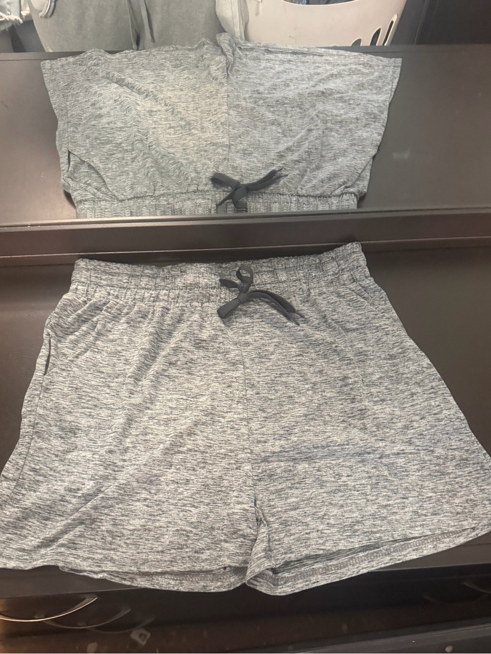Essentials High Waist Heather Gray Lounge Shorts